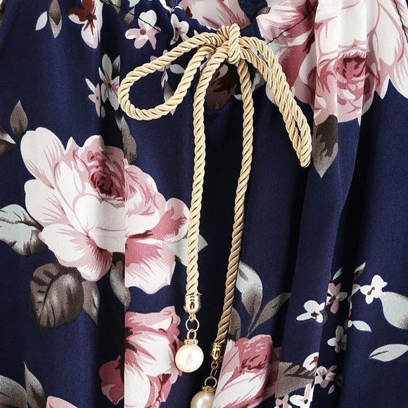 🎉HP🎉Floral Navy Tie Romper! - Picture 3 of 5